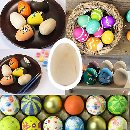 LNQ LUNIQI 10Pcs Unfinished Wooden Eggs 2.5 Inch Smooth Flat Bottom Unpainted Eggs Fake Wooden Eggs for Crafts, Easter Decorations and Gifts LNQ LUNIQI