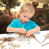 Calary 3D Wooden Dinosaur Puzzle Set – DIY Animal Assembly Model for Kids and Adults (Set of 6) calary