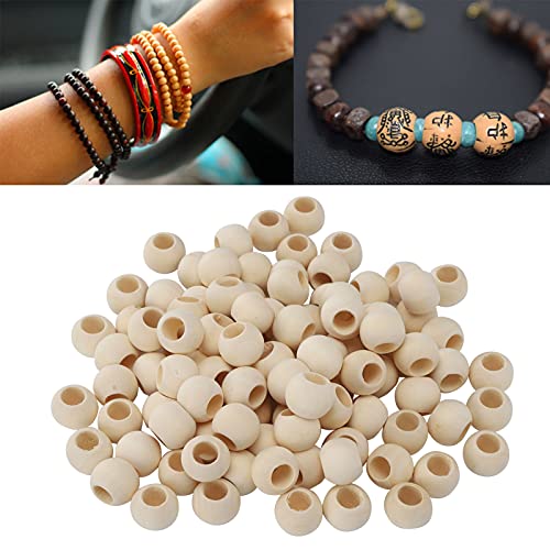 HERCHR 100Pcs Wooden Beads, Round Hole Unfinished Wood Beads for Crafts, Jewelry Making, DIY Crafting 20mm HERCHR