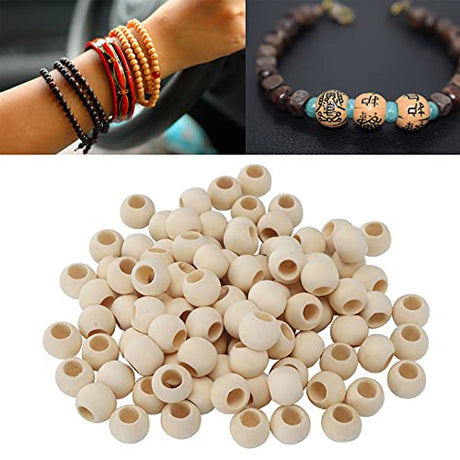 HERCHR 100Pcs Wooden Beads, Round Hole Unfinished Wood Beads for Crafts, Jewelry Making, DIY Crafting 20mm HERCHR