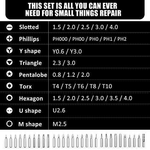 32 In 1 Small Screwdriver Set, Mini Magnetic Screwdriver Set – Contains 30 Bits Precision Repair Tool Kit, Torx Screwdriver Tool Sets for Eyeglass, TKISZYZR