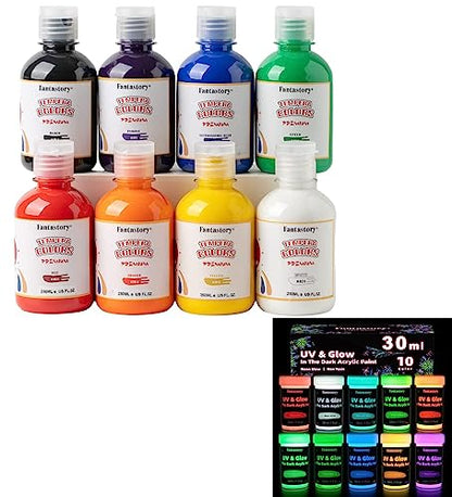 Fantastory Tempera Paint for Kids 8 Colors (8.4 oz Each) Washable Tempera Paint Bundle with Glow in The Dark Paint, Washable Tempera Paint Non-Toxic - WoodArtSupply