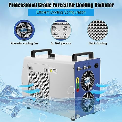 Towallmark Industrial Water Chiller CW5200, 6L Capacity 0.9hp 2.6gpm Water Cooling System for 60W 70W 80W 90W 100W 120W 130W 150W CO2 Laser Engraving - WoodArtSupply