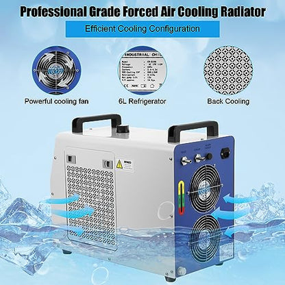 Towallmark Industrial Water Chiller CW5200, 6L Capacity 0.9hp 2.6gpm Water Cooling System for 60W 70W 80W 90W 100W 120W 130W 150W CO2 Laser Engraving - WoodArtSupply