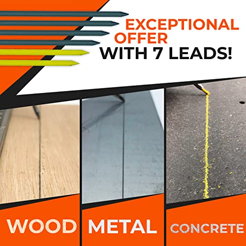 THORVALD Carpenter Pencils Set for Carpenter - Incl. 7 Leads + Sharpener + Finger Grip - Solid Mechanical Pencils with Fine Point/Best Marking tools THORVALD