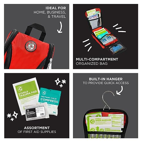 Be Smart Get Prepared 330 Piece First Aid Kit, All-Purpose: Clean, Treat, Protect Minor Cuts, Scrapes, Home, Office, Car, School, Travel, Emergency, Be Smart Get Prepared