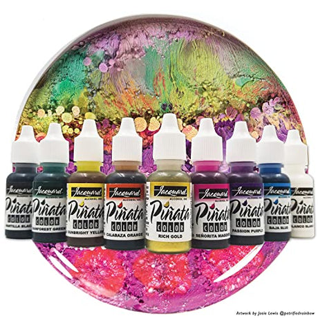 Jacquard Alcohol Ink Set - Pinata Color Exciter Pack - Highly Saturated - Acid-Free - 9 Assorted Colors Half Ounce Jacquard
