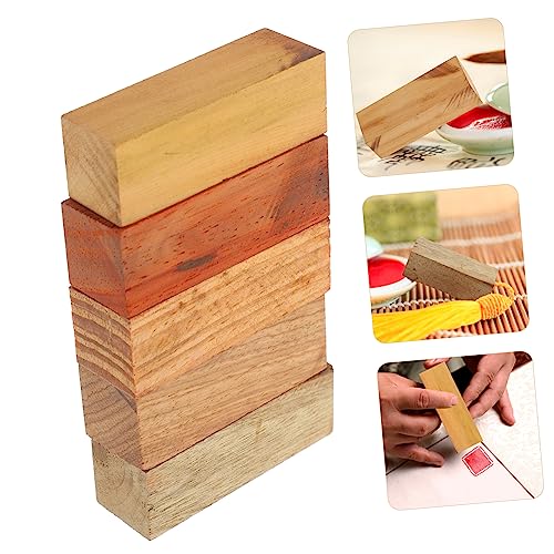 COHEALI 5pcs Carved Wood Kits Wooden Carving Seal Whittling DIY Wood Stamp Wood Square Block Unfinished Wood Whittling Blocks Decorating Tools Square COHEALI