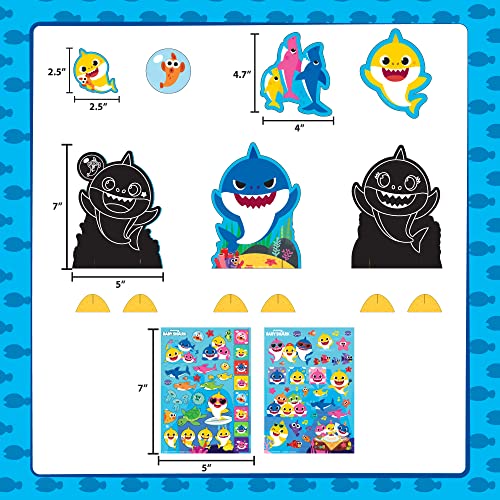 Baby Shark Ultimate Scratch ‘N Color Set by Horizon Group USA, 56 Scratch Art Activities, Including Stickers, 3D Shapes & More, Scratch Art for Kids Baby Shark