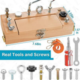 WOODMAM Montessori Screwdriver Board Set, Storage Box & Strap Toddler Travel, Wooden Montessori Toys Fine Motor Skills Toys for 3 4 5 Year Old Kids, WOODMAM