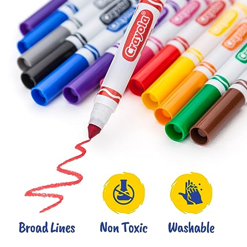 Pen+Gear Broad Line Washable Markers, Ages 3+, Assorted Colors, 10 Count 