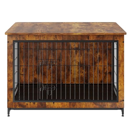 VEVOR Dog Crate Furniture, 38 inch Wooden Dog Crate with Double Doors, Heavy-Duty Dog Cage End Table with Multi-Purpose Removable Tray, Modern Dog VEVOR