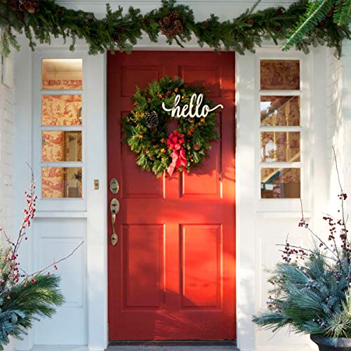 Vosarea Hello Wooden Letter,Hello Wood Hanging Sign,DIY Block Word Sign Wall Christmas Wreath Decor Wooden Door Art (13.7x5.3in) VOSAREA
