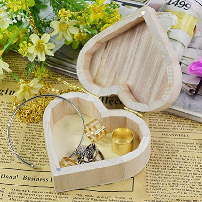 Gadpiparty Wooden Jewelry Box Heart-shaped Wooden Box Retro Storage Box Crafts for Women Girls Jewelry Makeup Home Decor Wood Jewelry Boxes