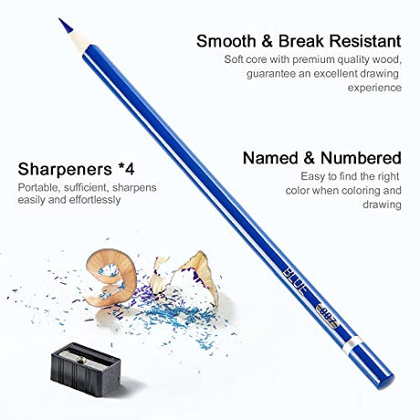 Shuttle Art 180 Colored Pencils, Soft Core Coloring Pencils Set with 4 Sharpeners, Professional Color Pencils for Artists Kids Adults Coloring Shuttle Art