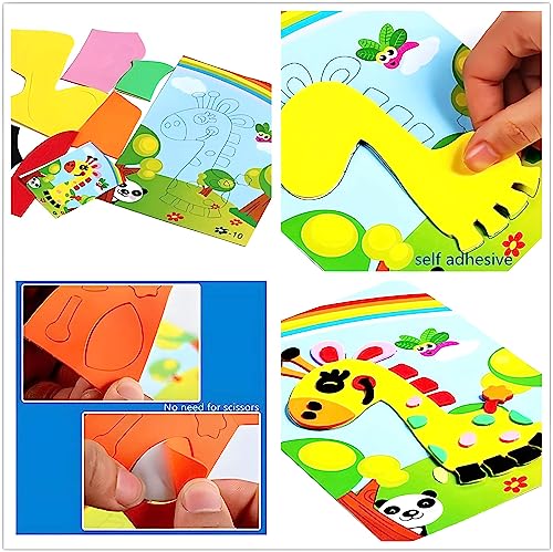 motoeye 20pcs 3D EVA Foam Sticker Puzzle Game DIY Cartoon Animal Learning Education Toys for Toddler Kids Art Craft Kits (kidslove A) motoeye