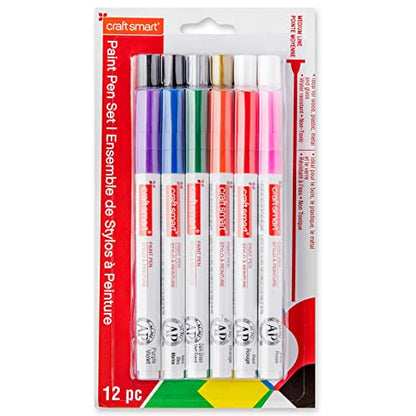 Craft Smart Medium Line 12 Color Paint Pen Set - WoodArtSupply