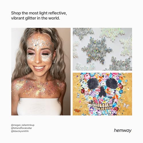 Hemway Polyurethane & Epoxy Resin Glitter 100g / 3.5oz Metallic Crystal Flake Additive for Flooring Jewelry Tumblers Glass Pigment - Chunky (1/40" Hemway