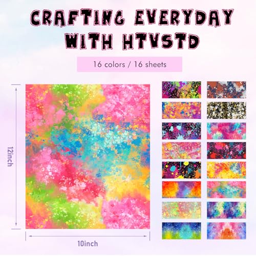HTVSTD Splatter HTV Heat Transfer Vinyl -16 Sheets 12x10inches Paint Splatter Heat Transfer Vinyl Splash HTV Iron on Vinyl for Fabrics Patterned HTV HTVSTD