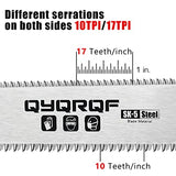 QYQRQF Japanese Hand Saw, 7 Inch Flush Cut Saw Double Edge Sided Pull Saw for Woodworking (Green) QYQRQF