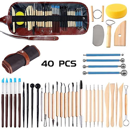 ReArt Natural Air-Dry Clay, Baking Clay, Low Fire Pottery Clay10LBs with 40 Pcs Pottery Tools Clay Sculpting Tool Set, All-Purpose Modeling Clay - WoodArtSupply