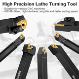Metal Lathe Cutting Tools - 7PCS 1/2" Turning Holder Boring Bars with 7pcs Indexable Carbide Inserts CCMT060204 DCMT070204 11IR 16ER MGMN200-G IWONGO