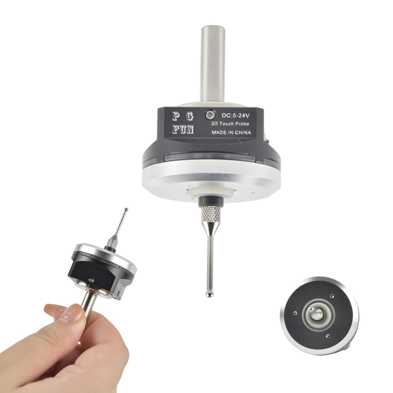 PGFUN CNC 3D Touch Probe Upgraded XYZ Axis Anti-roll Edge Finder Waterproof 3 Coordinate Measuring Sensor Kit with 6mm Shank & 6.5 Ft Cable, PGFUN