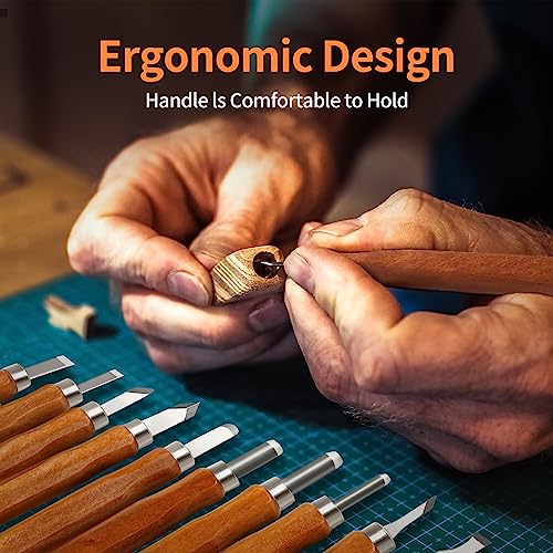 Wood Carving Tools Kit - 12 Pcs Super Sharp and Durable Wood Carving Knife Set for Beginners, Professionals, Hobbyists, Artists, and Sculptors - JIAN