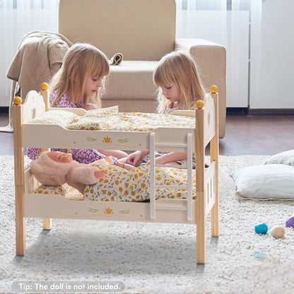 ROBOTIME Doll Bunk Beds Cradle for 18 inch Dolls, Wooden Baby Doll Beds Cribs fits American Girls (Wood, 2 Pcs Beds)