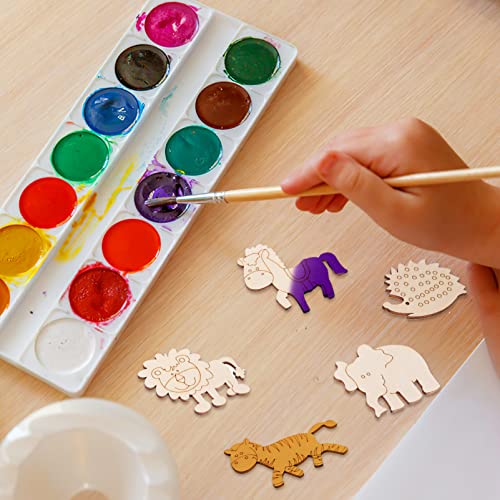 Wooden Craft Shapes 100pcs Wooden Animal Cutouts Unfinished Animal Pieces Mini Wood Animal Embellishments DIY Craft Wild Forest Animal Slices Wood