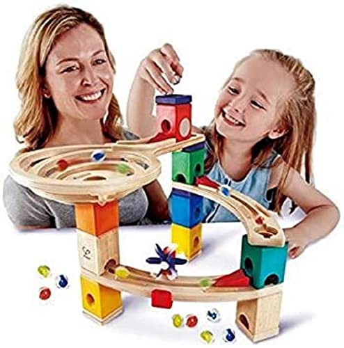 Hape Quadrilla Race to the Finish Marble Run Blocks, Multicolor , 13.8 x 3.1 x 14.2 inches - WoodArtSupply