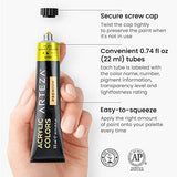 Arteza Metallic Acrylic Painting Art Set, 12 Colors Acrylic Paint, 15 Detail Brushes and 7x8.6 Inches Foldable Canvas Paper Pad Bundle, Art Supplies ARTEZA