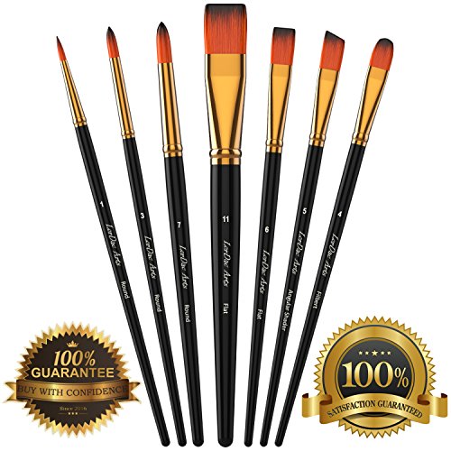 LorDac Arts Paint Brush Set, 7 Artist Brushes for Painting with Acrylic, Gouache, Oil and Watercolor. Professional Art Quality on Canvas, Wood, Face LorDac Arts