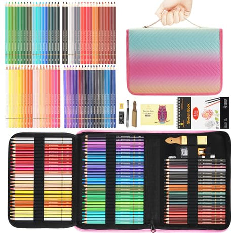 Heshengping 72 Color Artist Colored Pencils Set for Adult Coloring Books, Soft Core, Professional Numbered Art Supplies Drawing kit for Coloring Heshengping