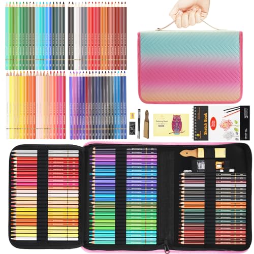 Heshengping 72 Color Artist Colored Pencils Set for Adult Coloring Books, Soft Core, Professional Numbered Art Supplies Drawing kit for Coloring - WoodArtSupply