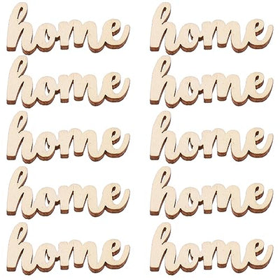 Amosfun 15pcs Unfinished Wooden Letters Sign Home Wood Cutout Sign Tabletop Decor Sign for Painting DIY Crafts Decorations