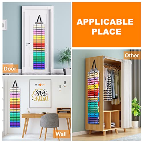 HTVRONT Vinyl Storage Organizer, Vinyl Roll Holder Holds Up to 48 Rolls, Grey Craft Vinyl Organizer Wall Mount/Hanging Over the Door, Vinyl Roll HTVRONT