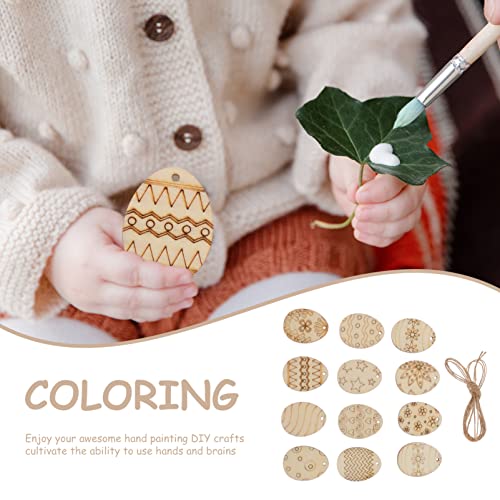 COHEALI Unfinished Wood Cutouts 75pcs Unfinished Easter Wood Slices Easter Egg Wooden Cutout Wood DIY Wooden Easter Ornaments Crafts Egg Cutouts COHEALI