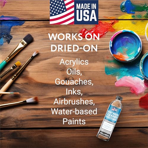 [2 Pack] Paint Brush Cleaner & Restoring Liquid - Water-Based Oil Paint Brush Cleaner Solvent - USA Made Brush Cleaner Acrylic Paint Remover - IMPRESA