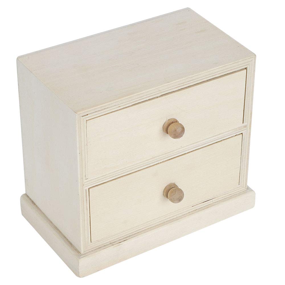 HERCHR Natural Wooden Desktop Organizer, Unfinished Wood Drawer Organizer with 2 Drawers Mini Storage Drawers for Office Desk Organizer, DIY Project HERCHR