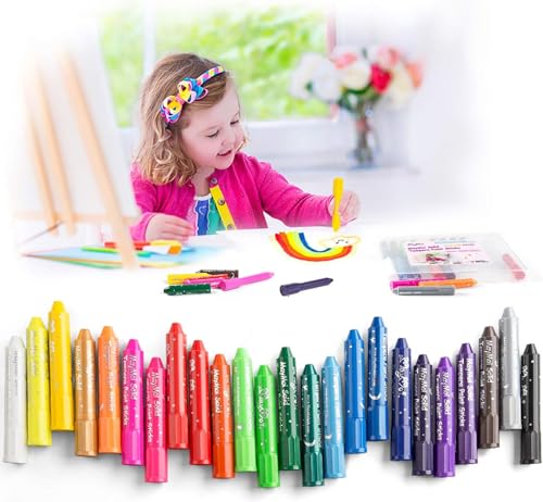 MayMoi Tempera Paint Sticks, Washable Paint Sticks for Kids, Non-Toxic, Quick Drying & No Mess (24 Bright Colors) MayMoi