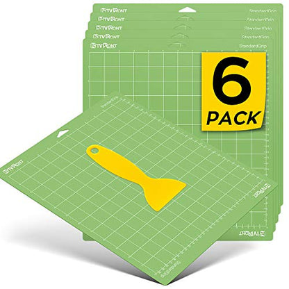 HTVRONT Standard Grip Cutting Mat for Cricut, 6 Pack Cutting Mat 12x12 for Cricut Explore Air 2/Air/One/Maker， Standard Adhesive Sticky Quilting - WoodArtSupply