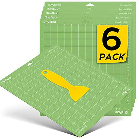 HTVRONT Standard Grip Cutting Mat for Cricut, 6 Pack Cutting Mat 12x12 for Cricut Explore Air 2/Air/One/Maker， Standard Adhesive Sticky Quilting HTVRONT