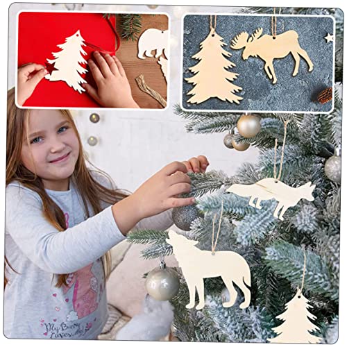 EXCEART 30pcs Animal Doodle Wood Chips Blank Wooden Cutouts DIY Blank Wood Chip Unfinished Wooden Crafts Chrismas Tree Hanging Decoration Wood Animal EXCEART