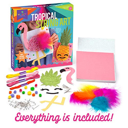 Craft-tastic DIY String Art – Craft Kit for Kids – Everything Included for 2 Arts & Crafts Projects – Features a Fun Flamingo & Pineapple Patterns