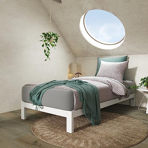 ZINUS Arnav Twin Metal Platform Bed Frame with Wood Slat Support, No Box Spring Required, Easy Assembly, White Zinus