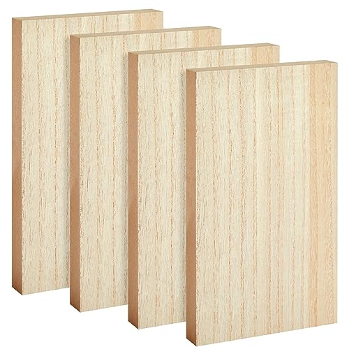 4 Pack Unfinished MDF Wood Blocks for Crafts 6 x 10", Smooth Surface for Crafts, DIY Projects (1 Inch Thick) Bright Creations