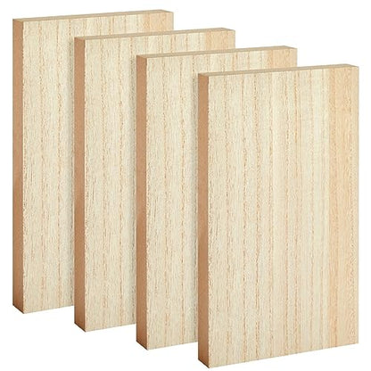 4 Pack Unfinished MDF Wood Blocks for Crafts 6 x 10", Smooth Surface for Crafts, DIY Projects (1 Inch Thick)