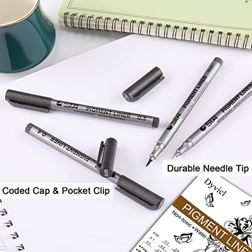 Dyvicl Black Micro-Pen Fineliner Ink Pens, Pigment Liner Multiliner Pens Micro Fine Point Drawing Pens for Sketching, Anime, Manga, Artist Dyvicl