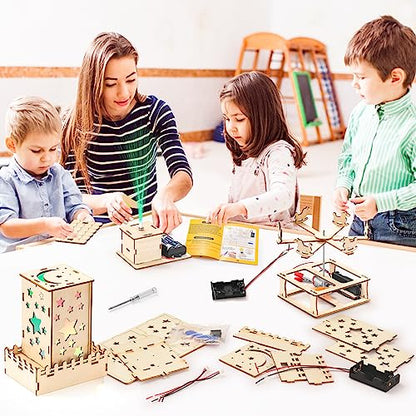 5 In 1 STEM Projects for Kids Age 8-12, Wood Building Kits, STEM Kit for Kids Ages 8-10 10-12, Model Craft Kits for Boys 6-8, 3D Wooden Puzzles